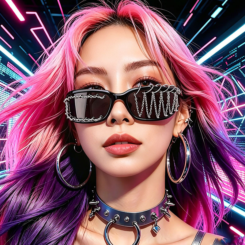 Sunglass Retainer Cord - Kacamata Dekoratif Gothic Gelap Rantai Rivet