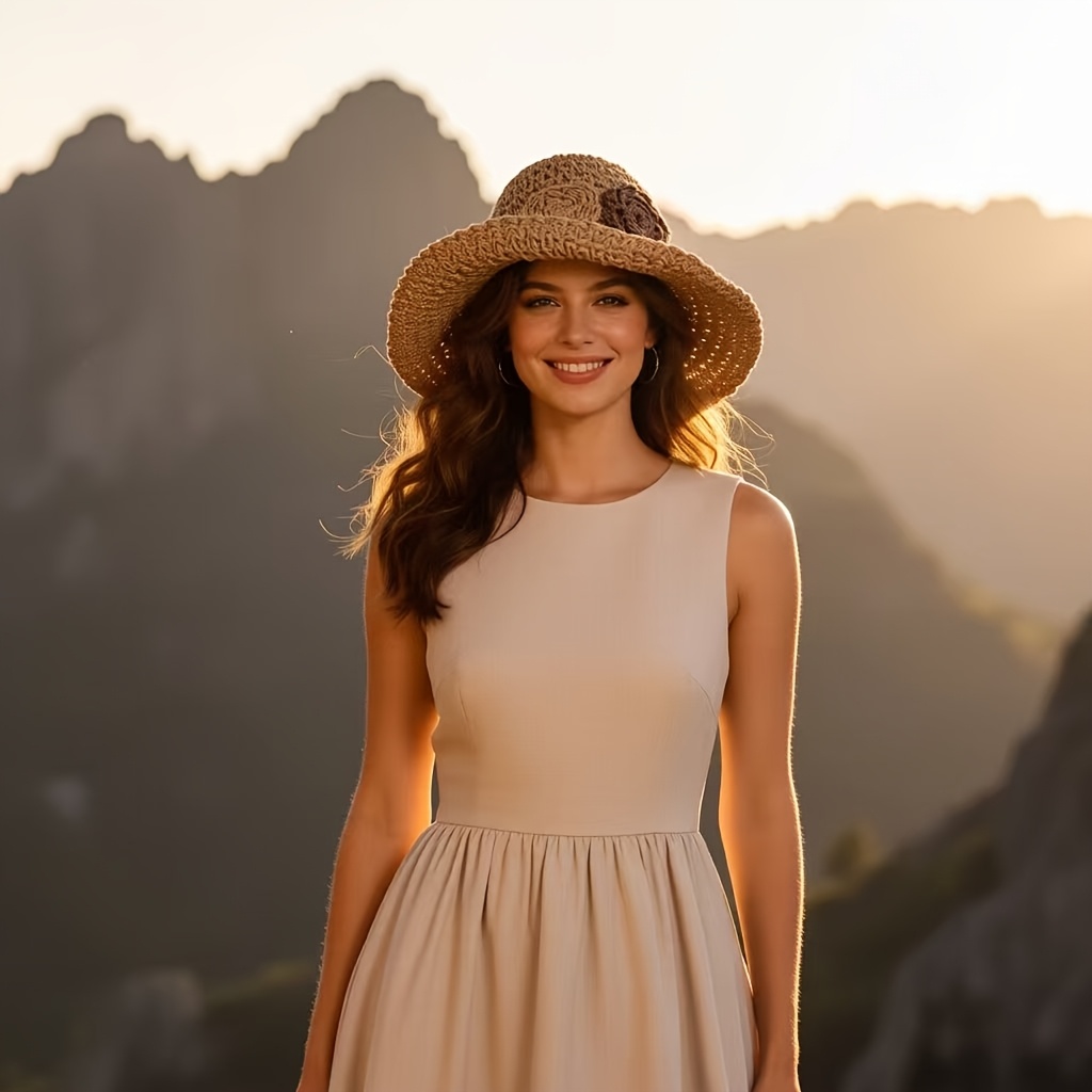 Topi Jerami Pantai Wanita Bohe - Bucket Hat Straw ulasan dan harga